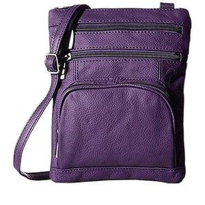 Leather Crossbody Purses, Multi Pocket Crossbody Purse With B)